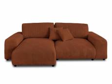 Garance - canapé d'angle réversible - 4 places - en velours côtelé - lisa design - terracotta