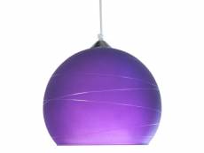 Globe lignes - suspension globe verre violet 11280