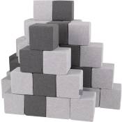 Kiddymoon - Blocs Mous Pour Bébé 48 Pièces Cubes De Construction En Mousse 14Cm, Cubes: Gris Clair/Gris Foncé - cubes: gris clair/gris foncé
