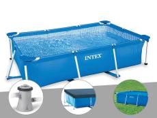 Kit piscine tubulaire rectangulaire Intex 3,00 x 2,00 x 0,75 m + Filtration à cartouche + Bâche de protection + Bâche à bulles