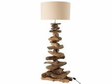 Lampe + abat-jour bois flotte naturel-beige medium - l 42 x l 42 x h 90 cm