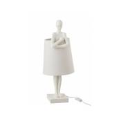 Lampe Figurine Soutien Resine Blanc - L 27 x l 18 x H 58 cm