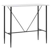 Les Tendances - Table de bar bois blanc et pieds métal noir Meica 120 cm