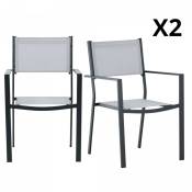 Lot de 2 chaises de jardin modernes gris foncé