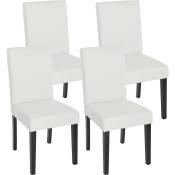 Lot de 4 chaises de séjour Littau, simili-cuir, blanc mat, pieds foncés