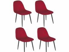 Lot de 4 chaises de table design velours inoui - rouge