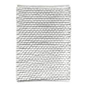 Meubletmoi - Tapis de salle de bain 40 x 60 cm mini pompon en coton blanc - marie