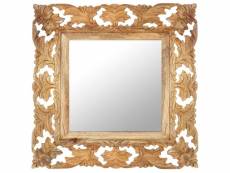 Miroir sculpté à la main | miroir déco pour salle de bain salon chambre ou dressing marron 50x50cm bois de manguier massif meuble pro frco46529