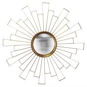 Miroir soleil convexe abstrait doré 90cm