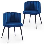 Mobilier Deco - sakura - Lot de 2 chaises design en velours bleu