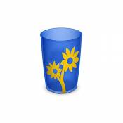 Ornamin Gobelet avec Fleur Antidérapante 220 ml Bleu-Transparent/Jaune