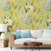 Papier peint panoramique motifs fleur jardin tropical