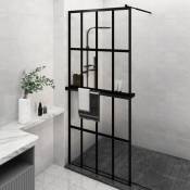 Paroi de douche avec étagère Noir 100x195cm Verre ESG&Aluminium