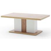 Pegane - Table basse simple en bois coloris blanc/chêne wotan - L.115 x H.45 x P.65 cm