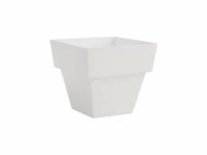 Pot carré plastique blanc brillant 14x14 cm