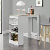 Table haute de la barre 110 x 50 x 103 cm de la cuisine de cuisine avec 3 étagères différentes couleurs Couleur : Effet blanc / chêne