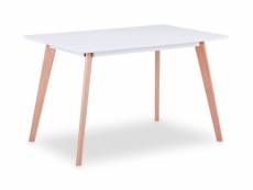 Table rectangulaire bois blanc et pieds chêne clair binnou 120 cm