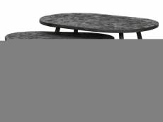 Tables d'appoint ovale - lot de 2 tables - métal/bois
