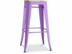 Tabouret de bar - design industriel - acier & bois - 76cm - stylix violet clair