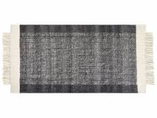 Tapis en laine blanc cassé et noir 80 x 150 cm atlanti
