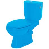 Toilette à poser de couleur BLEU Cuvette WC bi bloc