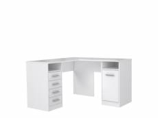 Tolede bureau dangle 1 porte 4 tiroirs - decor papier blanc - l 125 x p 125 x h 75 cm OFDB125120