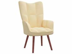 Vidaxl chaise de relaxation blanc crème velours