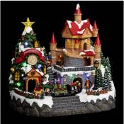 Village de Noël lumineux, animé et musical Chateau Manoir du Père Noël et ses animations - Feeric Christmas - Multicolore