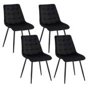 Wokaka - Lot de 4 chaises en Velours - chaises de salle