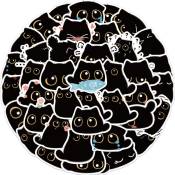 40pcs chat noir mignon dessin animé vinyle autocollant