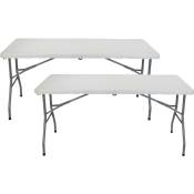 7house - Lot 2 Tables pliantes 150cm Rectangulaire - Blanc