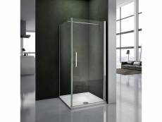 Aica porte de douche pivotante 70x80cm paroi de douche fixe, verre sécurité et anticalcaire,hauteur 197cm,barre de fixation 45cm