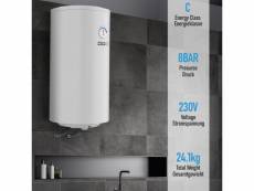 Aquamarin® chauffe-eau électrique - modèle anti-calcaire, réservoir avec capacité de 80 litres, thermostat à 75°c, 1.5 kw, cee : c - ballon d'eau chau