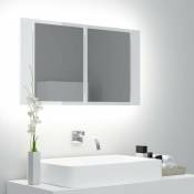 Armoire à miroir de bain à led Blanc brillant Acrylique