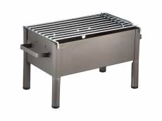 Barbecue de table en zinc coloris gris - 34 x 23 x