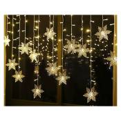Beijiyi - Guirlande Lumineuse, Rideau Lumineux, 4m 96 LEDs Lumières de Noël Flocon de Neige 8 Modes d'Eclairage, Decoration de Fenêtre, Noël,