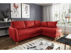 Canapé d'angle convertible en cuir de luxe italien , 5 places conforia, rouge foncé, angle droit