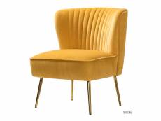Chaise d'appoint en velours, chaise d'appoint moderne tapissée avec pieds en métal doré, chaise sans accoudoir à dossier en forme de pantoufle, chaise