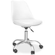 Chaise de bureau à roulettes - Chaise de bureau pivotante - Tulip Blanc - Acier, pp, Metal, Plastique, Nylon - Blanc