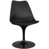 Chaise de salle à manger - Chaise pivotante noire - Tulip Noir - Cuir végétalien, pp, Métal - Noir