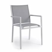 Chaise en alu blanc textilène gris clair