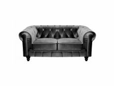 Chesterfield - canapé chesterfield 2 places velours gris