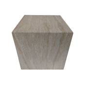 Drawer - Table d'appoint carrée effet travertin 40x40cm - Eida - Couleur - Beige