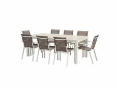 Ensemble table + chaises tulum aluminium blanc - t8/12+f8 W_600420