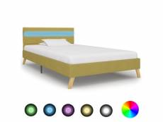 Esthetique lits et accessoires serie panama cadre de lit avec led vert tissu 90 x 200 cm