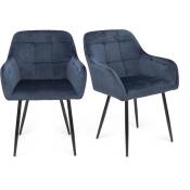Futurefurniture - chaise .® lot de 2 chaises de salle à manger, chaise de salle à manger chaises de salle à manger, velours,bleu - Bleu