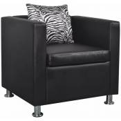 Helloshop26 - Fauteuil chaise siège lounge design club sofa salon cuir synthétique noir - Noir