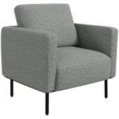 HOMCOM Fauteuil pour salon fauteuil en tissu 1 place revêtement revêtement aspect lin pieds en acier 79 x 76 x 65 cm gris noir