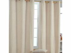 Homescapes rideaux vichy beige à oeillets 100% coton 137 x 182 cm SF1123B