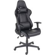 Jamais utilisé] Chaise de bureau HHG 540 chaise pivotante, fauteuil de jeu en ligne, fauteuil directorial, similicuir noir - black
